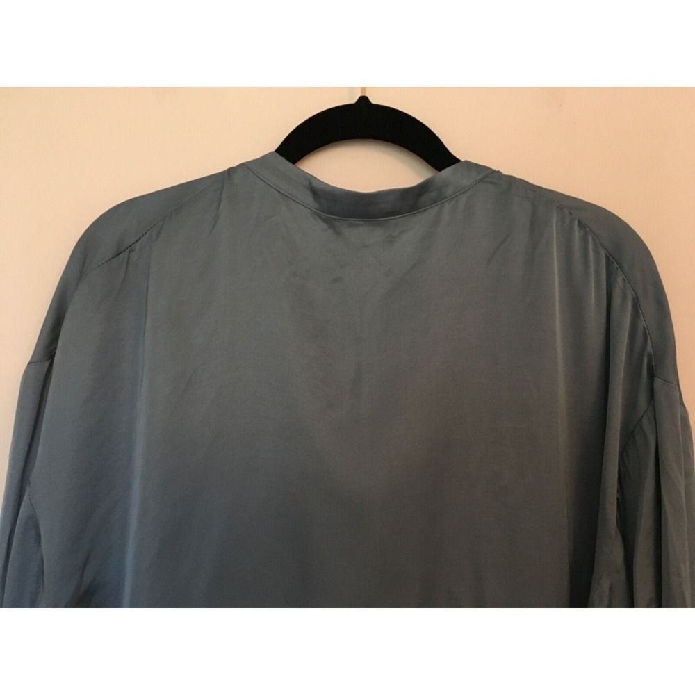 GUESS Womens Long Sleeve Sasha Top Button Up Blouse Sz L Cyclone Blue Tie $89 - Picture 9 of 15